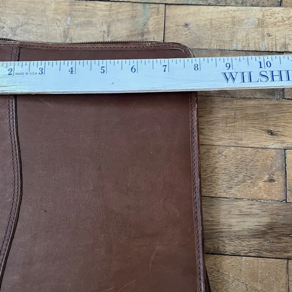Vintage Day-Timer Genuine Leather Planner 7 Ring Organizer W/Zipper